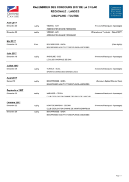 calendrier des concours 2017 de la cneac regionale : landes