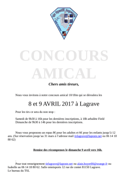 Invitation concours amical 10m Lagrave Avril 2017