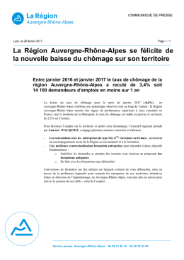 La Région Auvergne-Rhône-Alpes se félicite de la nouvelle baisse