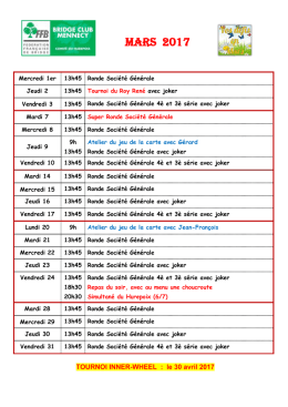 MARS 2017 - Bridge Club Mennecy
