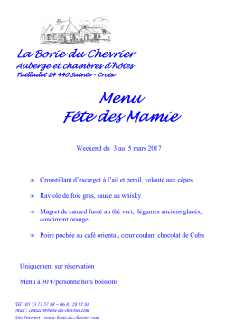 menu 3 au 5 mars