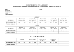 Fiche des disponibilt&eacute;s &eacute;t&eacute; 2017