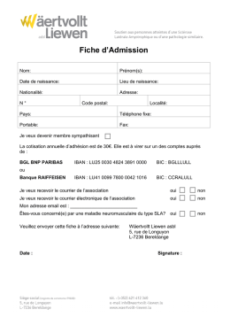 Fiche d`Admission - W&auml;ertvollt Liewen