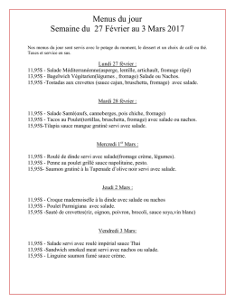 MENU DU JOUR - Caf&eacute; Chez-Nous