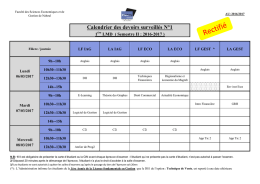 Calendrier des devoirs surveillés N°1