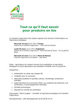 programme de ces réunions - Chambre d`Agriculture des Landes