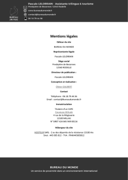 Mentions l&eacute;gales - Bureau du monde