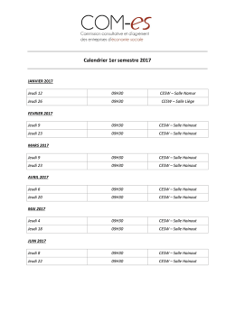 Calendrier 1er semestre 2017