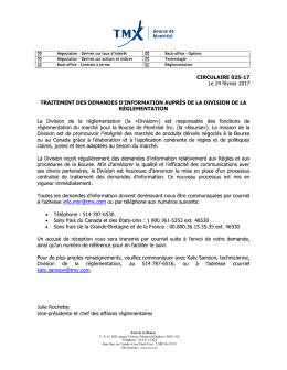 Traitement des demandes d`information aupr&egrave;s de la Division de la