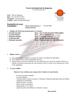 Tournoi de basket-ball du Saguenay 25 et 26 f&eacute;vrier 2017 Lieu