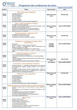 Programme des conférences du salon