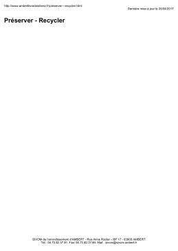 Pr&eacute;server - Recycler - Ambert Livradois Forez