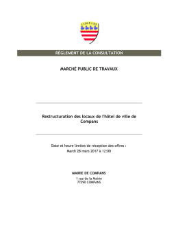 RÈGLEMENT DE LA CONSULTATION MARCHÉ PUBLIC DE