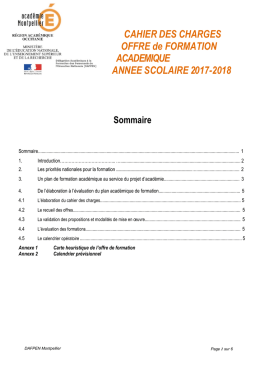 cahier des charges de l`offre de formation 2017-2018