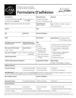 Formulaire D`adh&eacute;sion