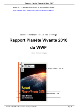 Rapport Planète Vivante 2016 du WWF