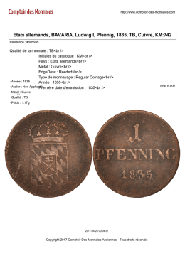 Etats allemands, BAVARIA, Ludwig I, Pfennig, 1835, TB, Cuivre, KM