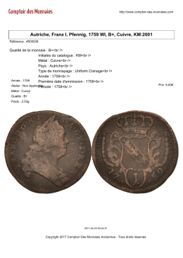 Autriche, Franz I, Pfennig, 1759 WI, B+, Cuivre, KM:2001