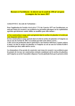 Recours à l`architecte : le décret sur le seuil de 150 m² est paru A