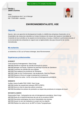 Recrutement CV ENVIRONNEMENTALISTE, HSE - réf