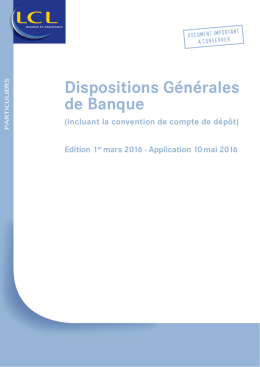 T&eacute;l&eacute;charger les Dispositions G&eacute;n&eacute;rales de Banque en PDF