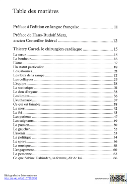 Table des mati&egrave;res