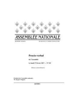 Procès-verbal de l`Assemblée - Assemblée nationale du Québec