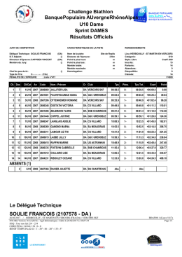 les resultats u10-f