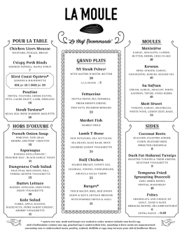 Menu - La Moule