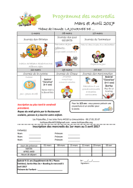 PROGRAMME Mars-Avril 2017