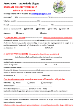 Bulletin de réservation - Association des amis de Gluges