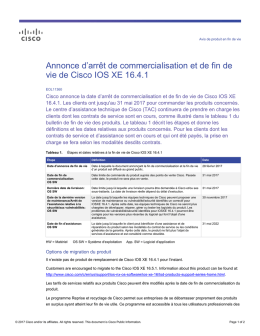 Annonce d`arr&ecirc;t de commercialisation et de fin de vie de Cisco IOS