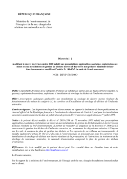 Projet de décret modifiant le décret du 12 novembre 2010 relatif aux