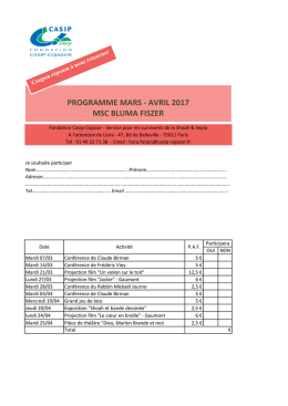 Coupon r&eacute;ponse activit&eacute;s - Fondation pour la M&eacute;moire de la Shoah