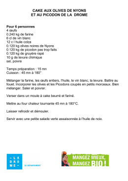 Recettes des cuisiniers des collèges de la Drôme