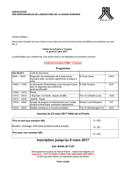 Voir le programme - Association des Responsables de Laboratoire