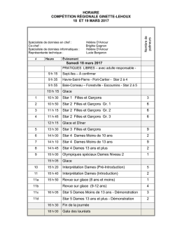 Horaire de la compétition - Association Régionale de patinage