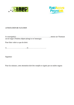 Attestation de natation - Site officiel Raid Accro