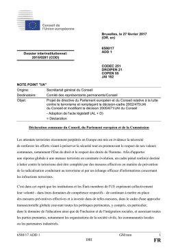 6580/17 ADD 1 GM/mm 1 DRI Déclaration commune du Conseil, du