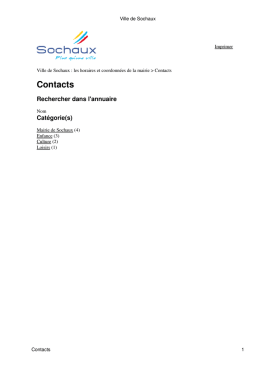 Contacts - Ville de Sochaux