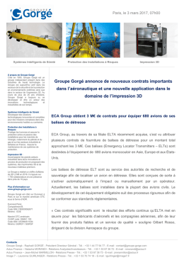 Groupe Gorgé annonce de nouveaux contrats importants dans l