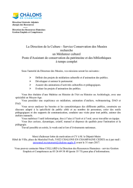 Annonce offre emploi m&eacute;diateur culturel - Ville de Ch&acirc;lons
