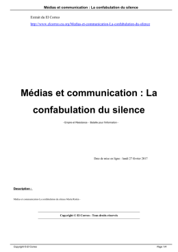 Médias et communication : La confabulation du silence