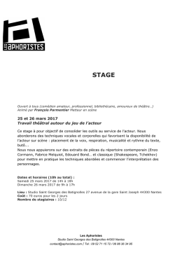 Stage le 25 et 26 mars 2017