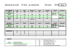 Planning de la semaine