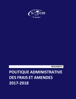 POLITIQUE ADMINISTRATIVE DES FRAIS ET