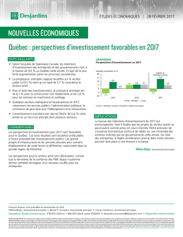 Québec : perspectives d`investissement favorables en