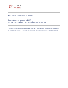 Association canadienne du diabète Compétition de recherche 2017