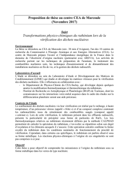 Proposition de thèse au CEA-Marcoule, en collaboration avec le