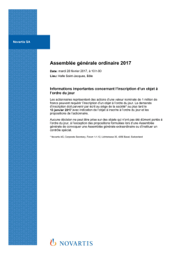 Informations importantes concernant l`inscription d`un